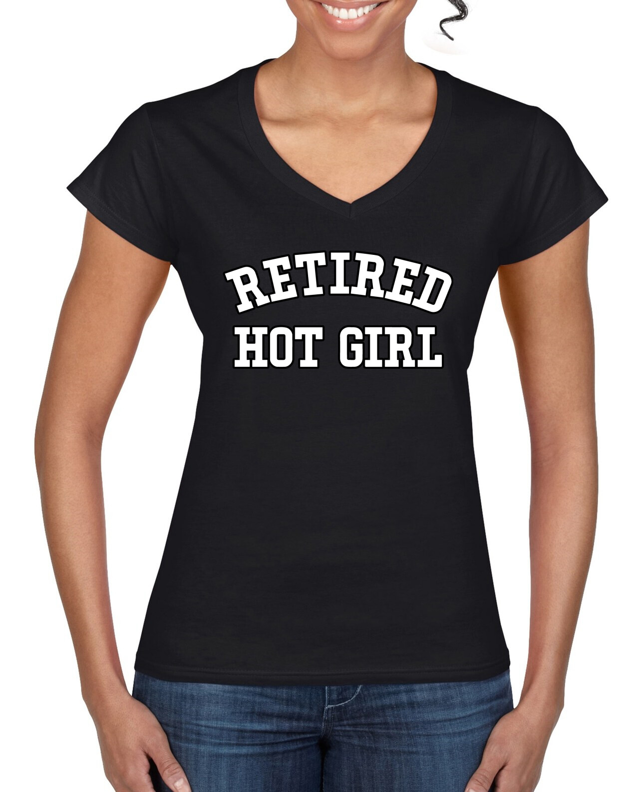 Retired Hot Girl Women Junior VNeck Tee