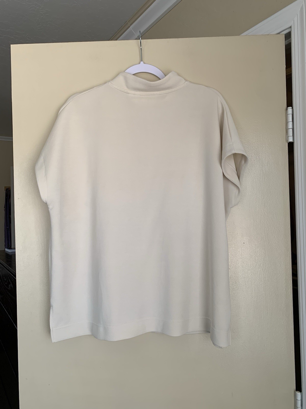 Soma 24/ 7 Beige Cream 1/4 Zip Cap Sleeve XL Shirt Travel Loungewear Comfy Top