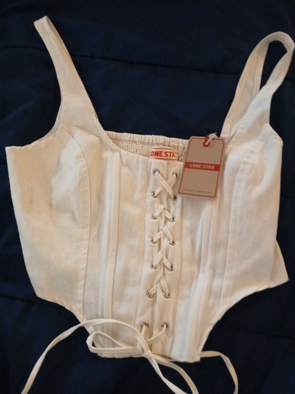 NWT Lone Star Lace Up Corset Bustier Top Size Medium Off White Western Cowgirl
