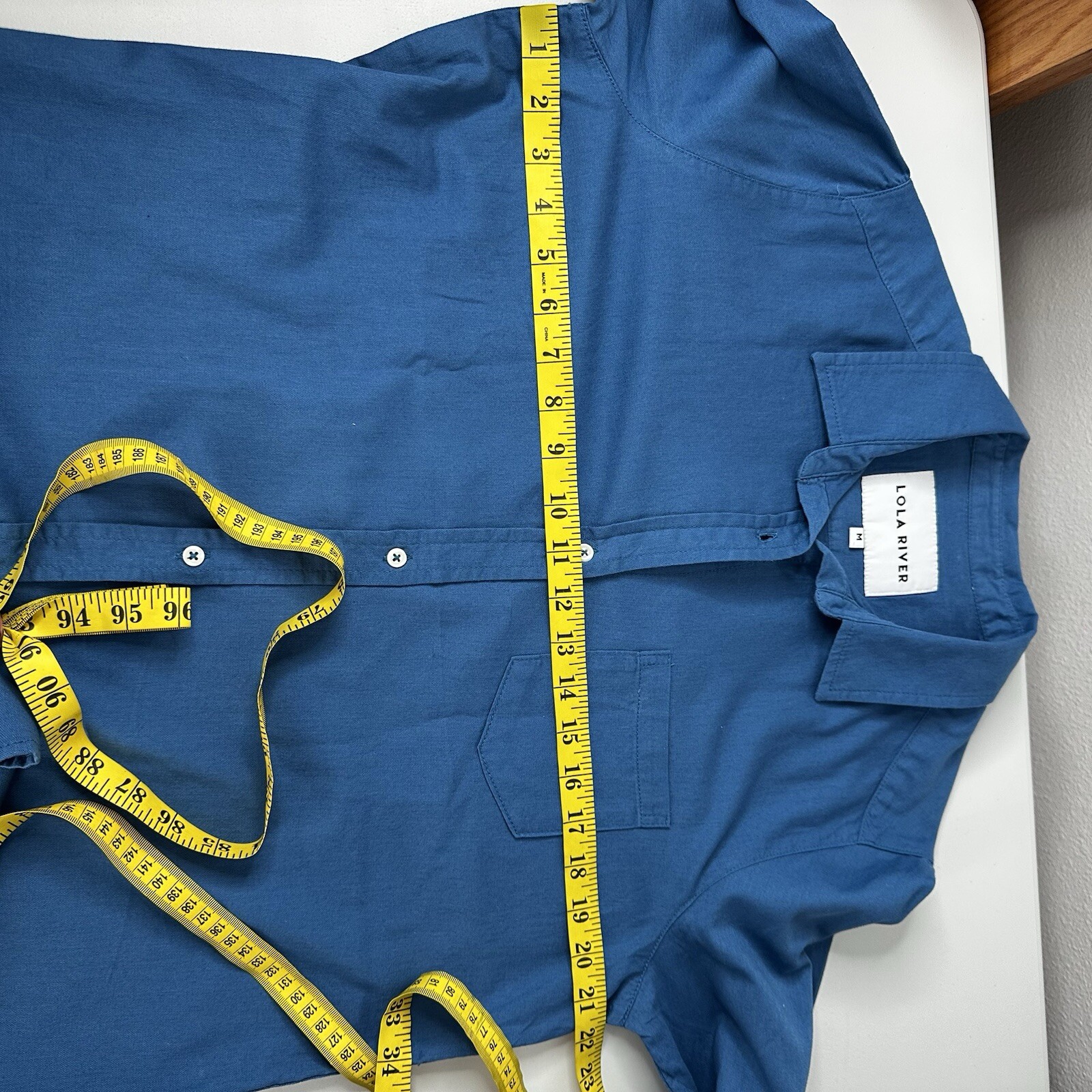 Lola River Shirt Womens Medium Blue Button Down Minimalist Office