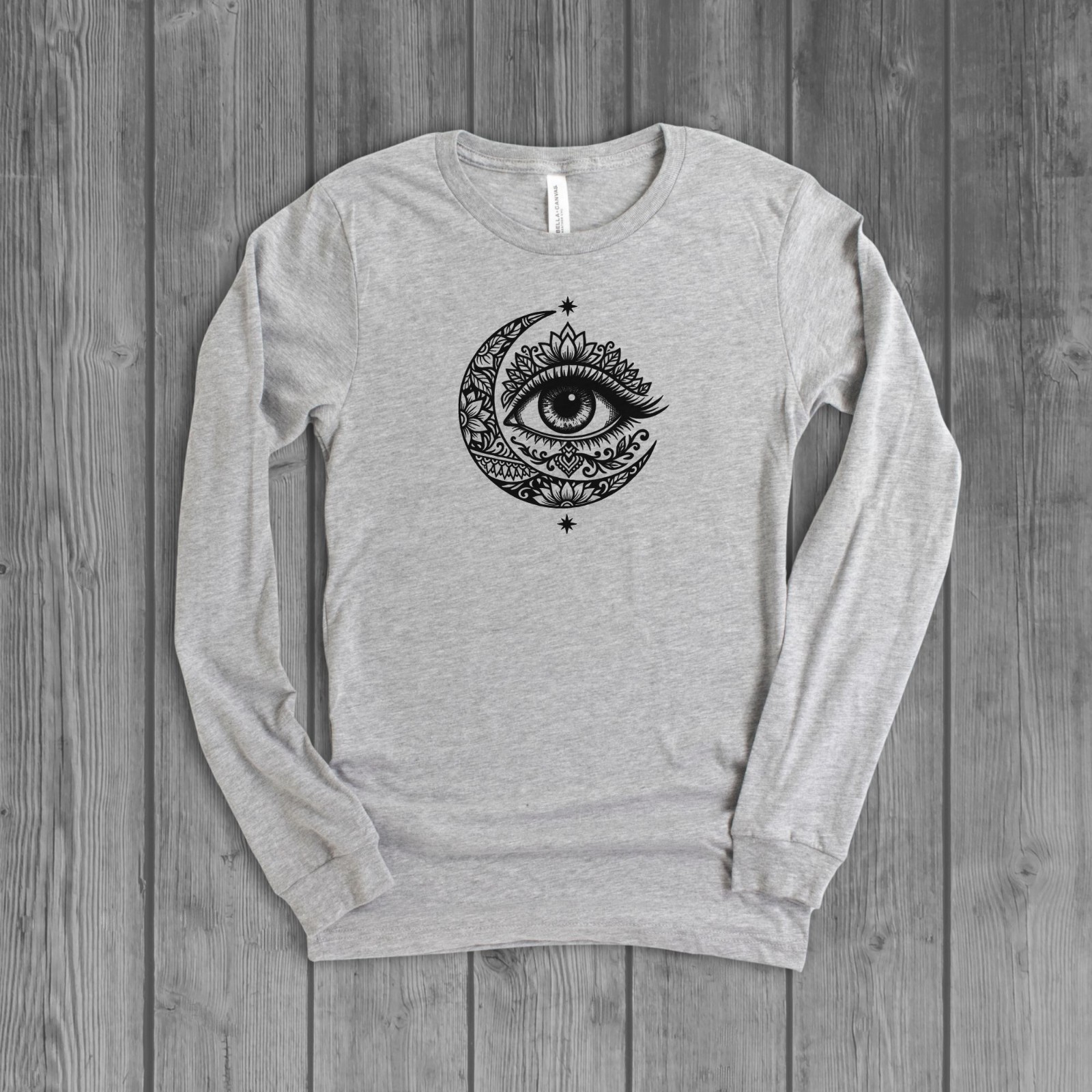Long Sleeve Mystic Third Eye T-Shirt for Women, Witchy Bohemian Graphic Tee