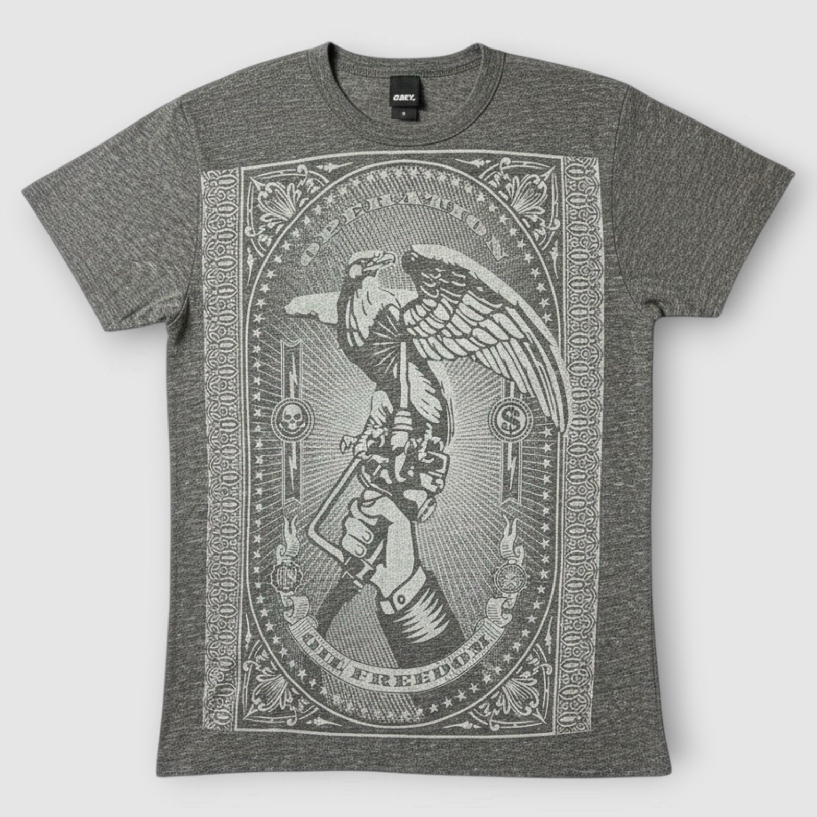 Obey Operation Oil Freedom T-Shirt Shepard Fairey Political Art Made in USA Sz S