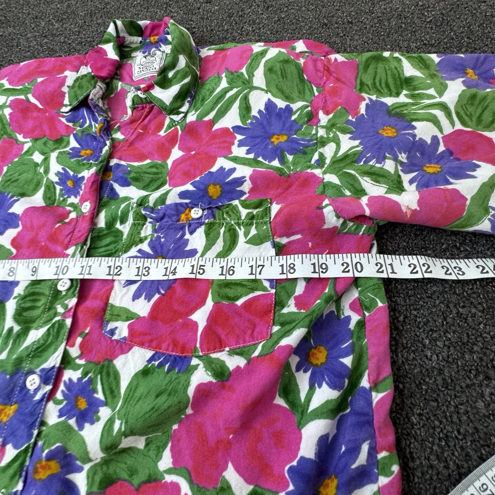 Short Circuit Vintage Womens Large Flowered Button Down Top Blouse Shirt