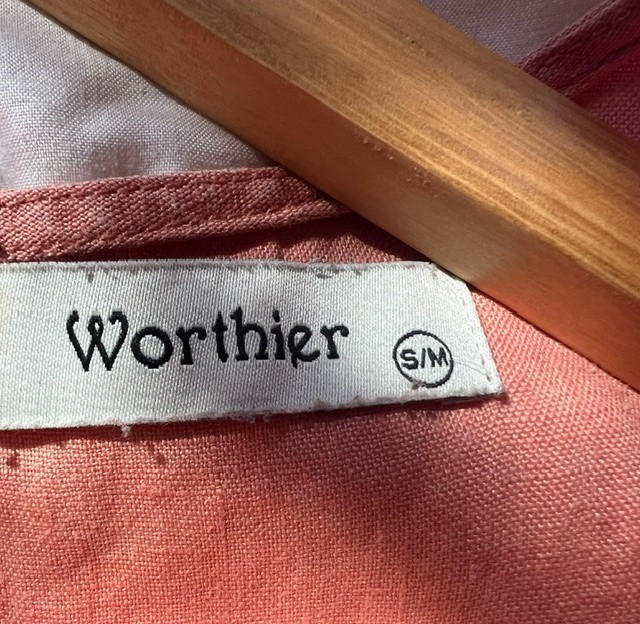 Worthier Terracotta 100% Linen Top Size S / M Relaxed Fit Short Sleeve
