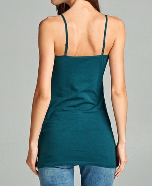 WOMEN BASIC COTTON SPANDEX STRETCH TUNIC LONG CAMISOLE TOP REG PLUS S-3X