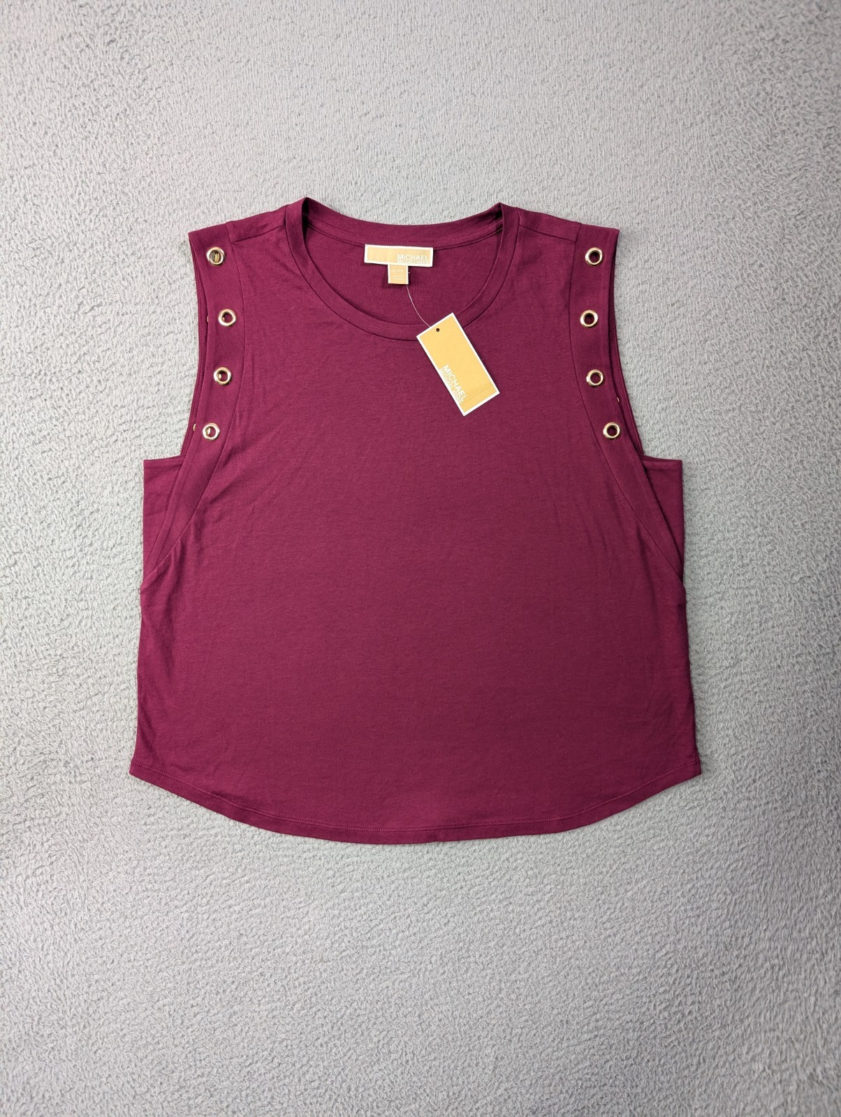 Michael Kors Side Grommet Tank Top Womens XL Garnet Cotton Modal Top