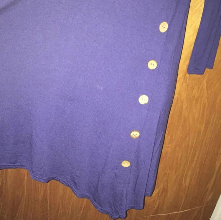 Emerald Blue Tunic Top With Side Buttons Size M