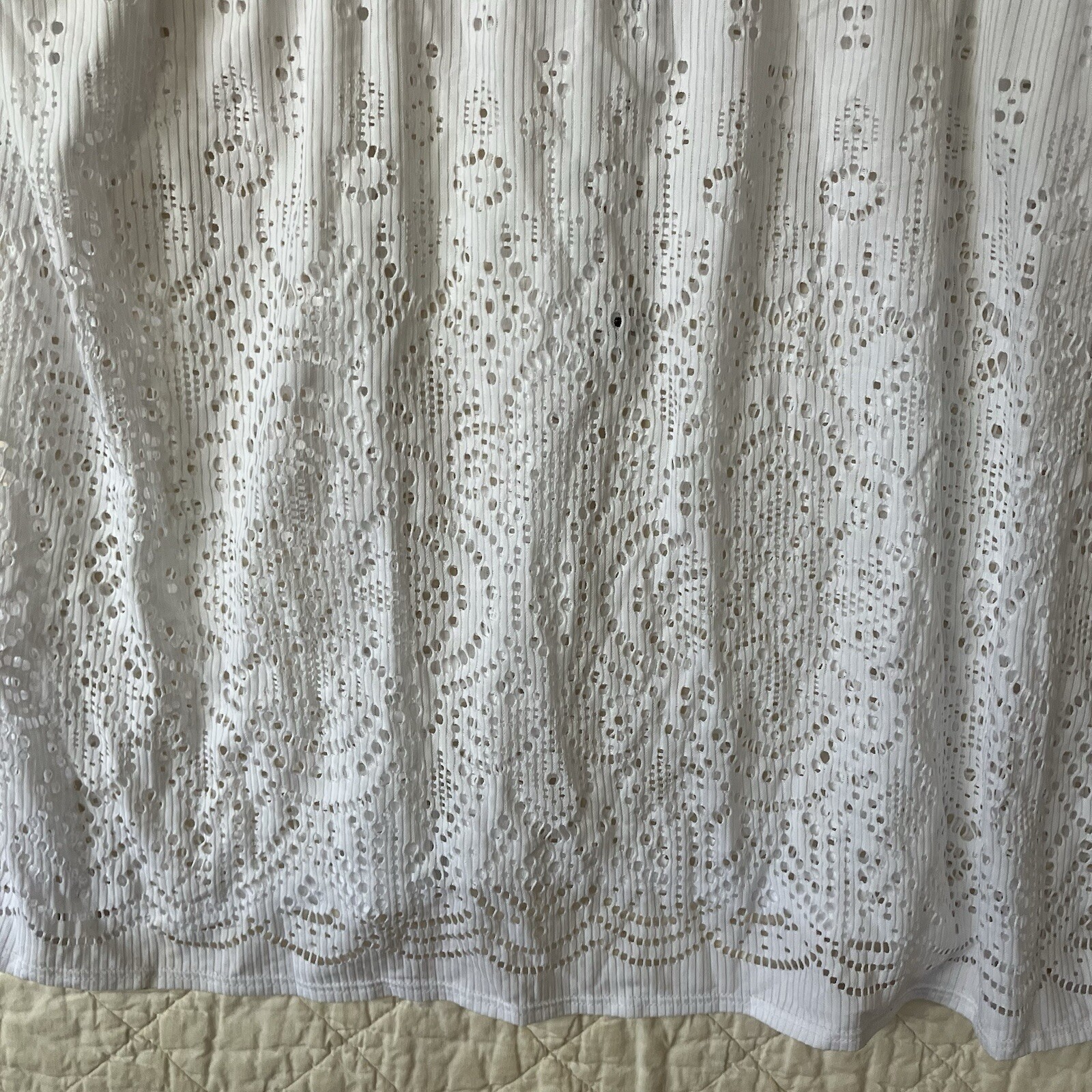 Dotti Womens Blouse White Eyelet 3/4 Sleeve V-Neck Size XL New With Tags