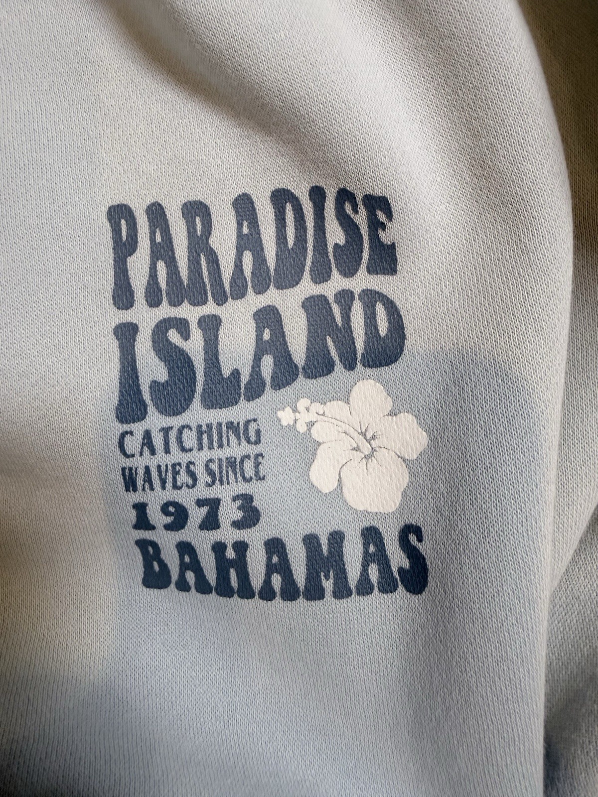 Ocean Drive Women’s Blue Fleece Pullover Hoodie Paradise Island Graphic M