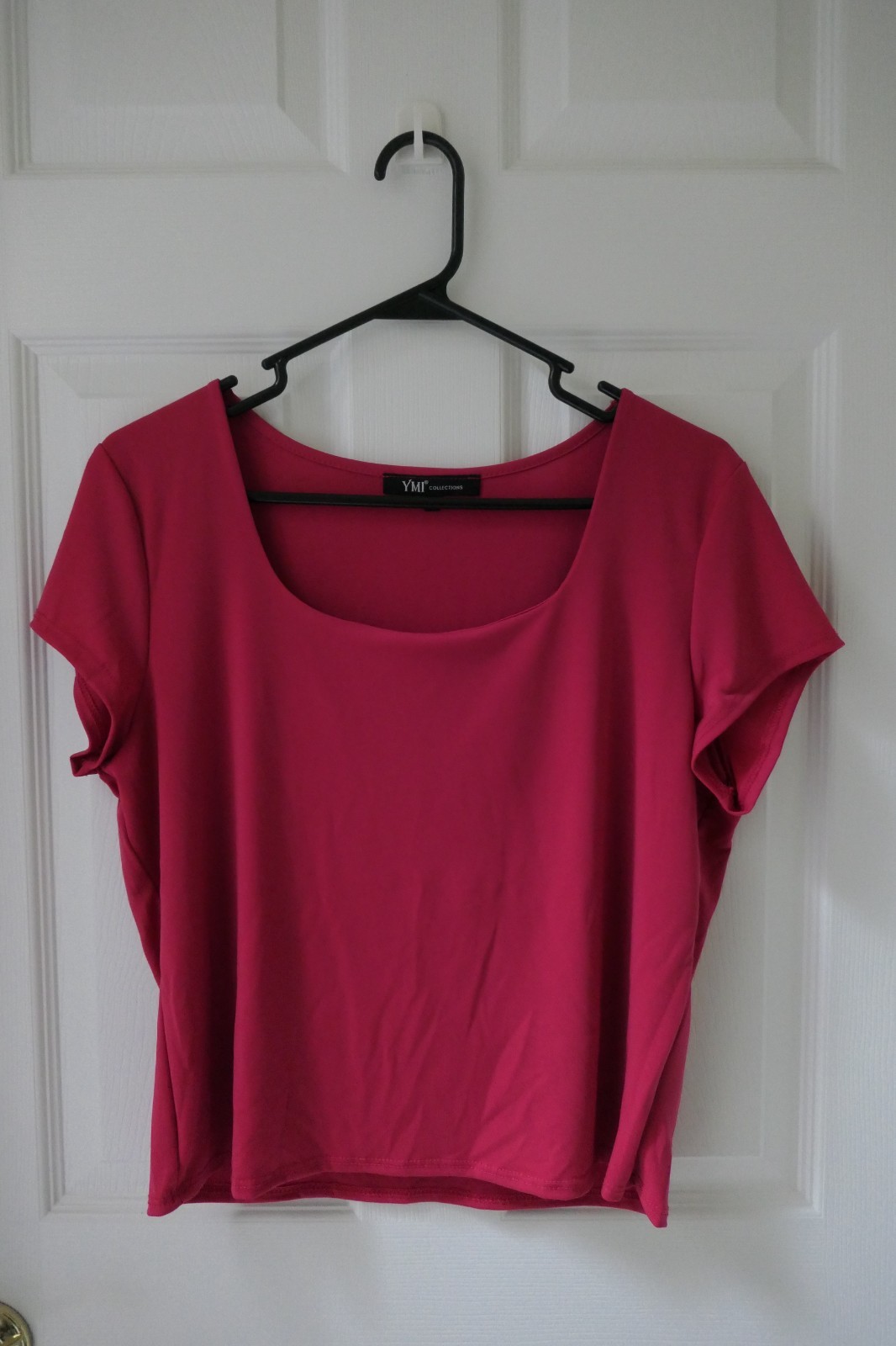 YMI Collections Dark Pink Square Neck T-Shirt Blouse Gently Worn Size: XL