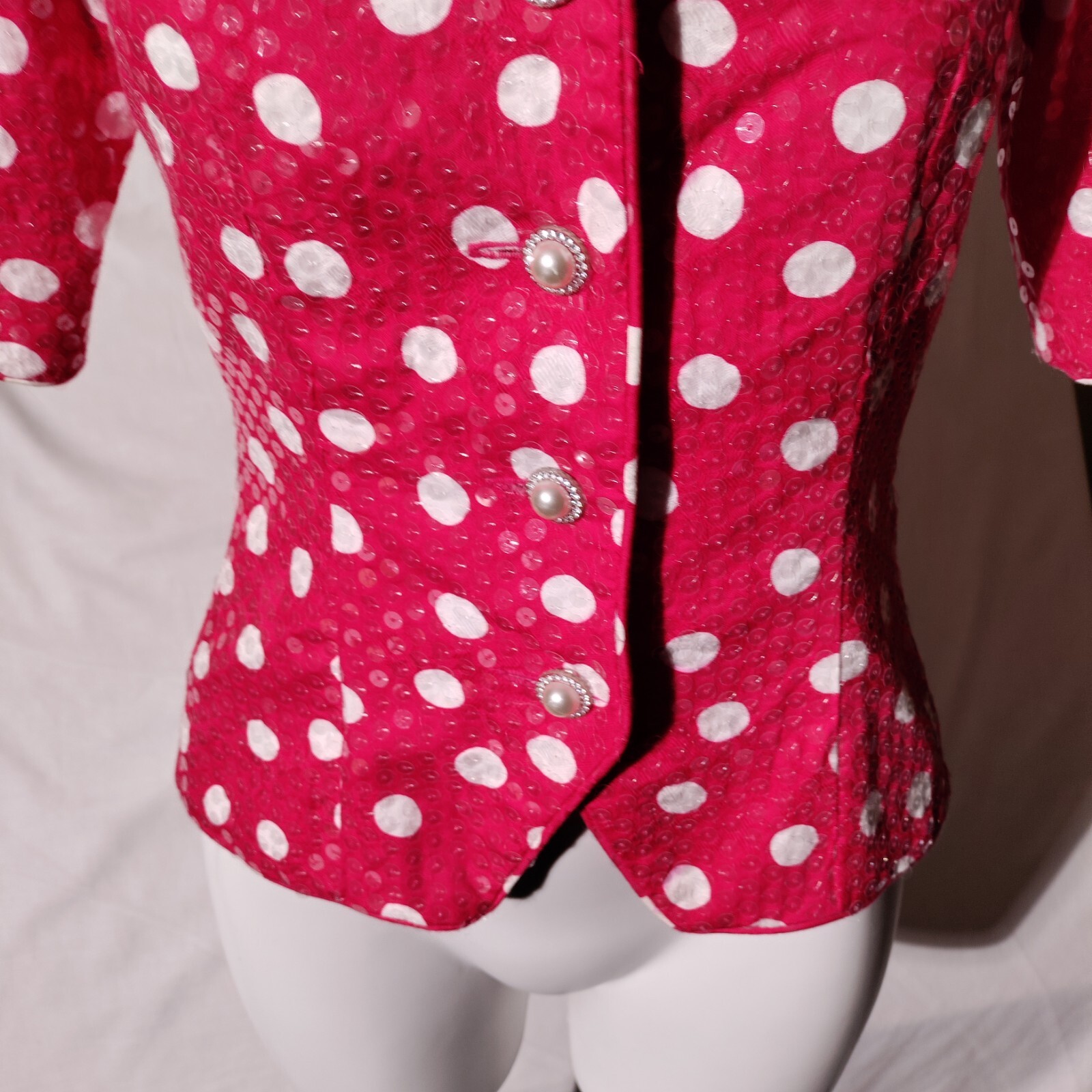 Rickie Freeman for Teri Jon Pink White Polka Dot Fun Vintage Size 4 100% Cotton