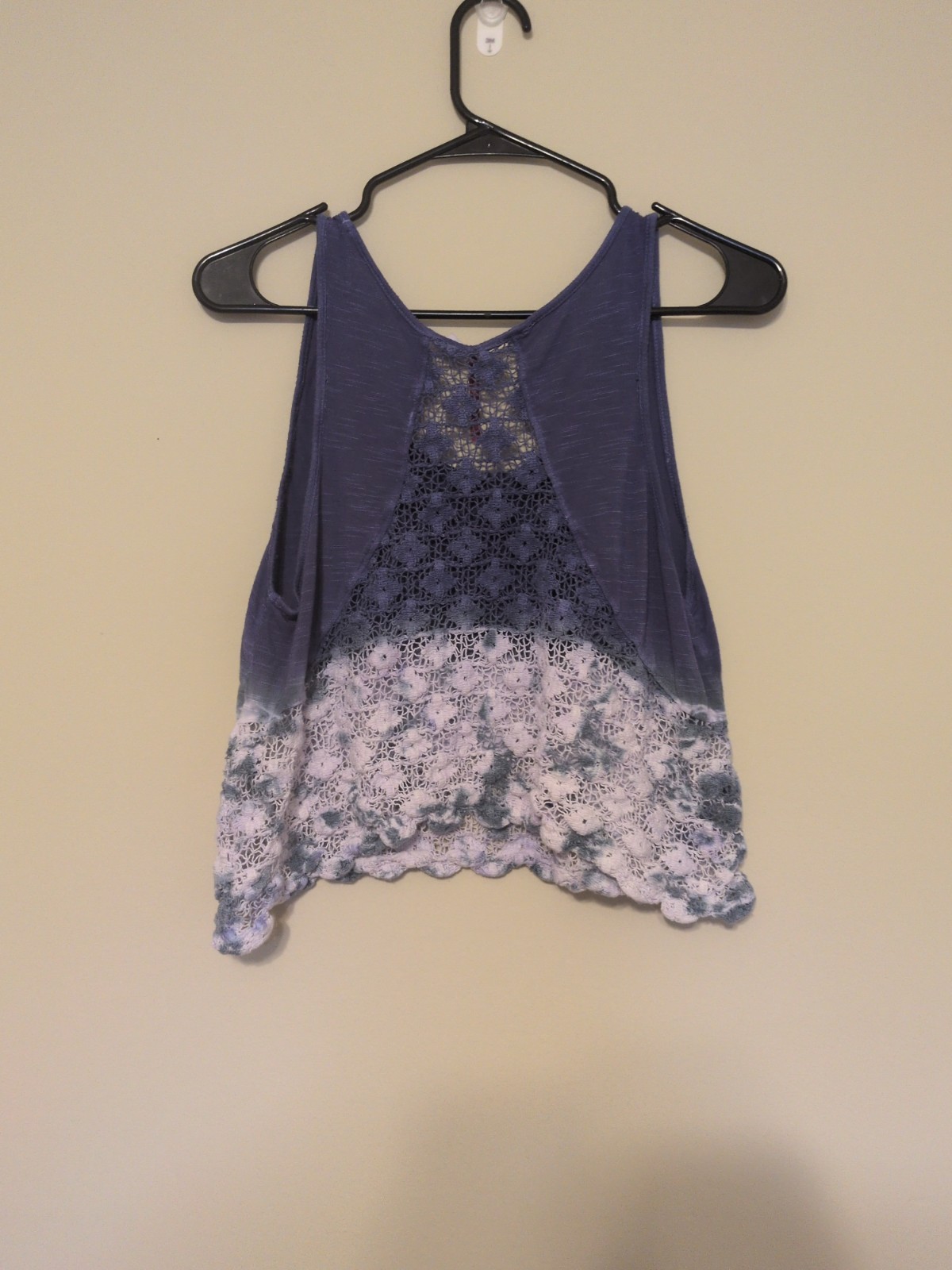 Live Learn Grow Element Ombre Boho Hippie Tie Dye Tank Top With Crochet Flowers