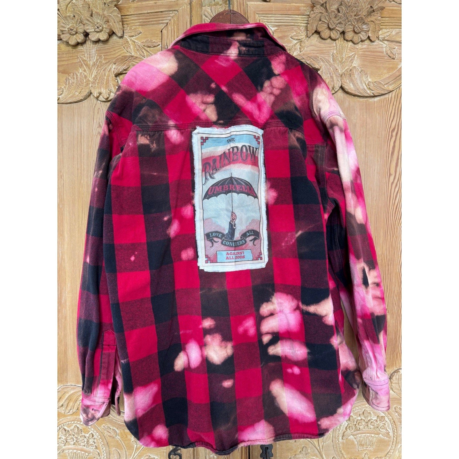 Rainbow Umbrella Pride Bleached Shacket Coat XL Art Wear