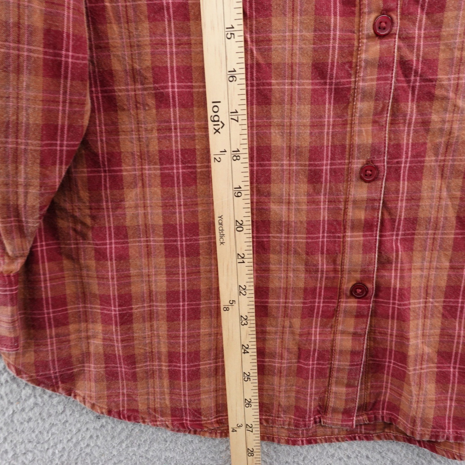Abound Plaid Oversized Button Up Shirt Women XS Red Brown Casual Top NEW