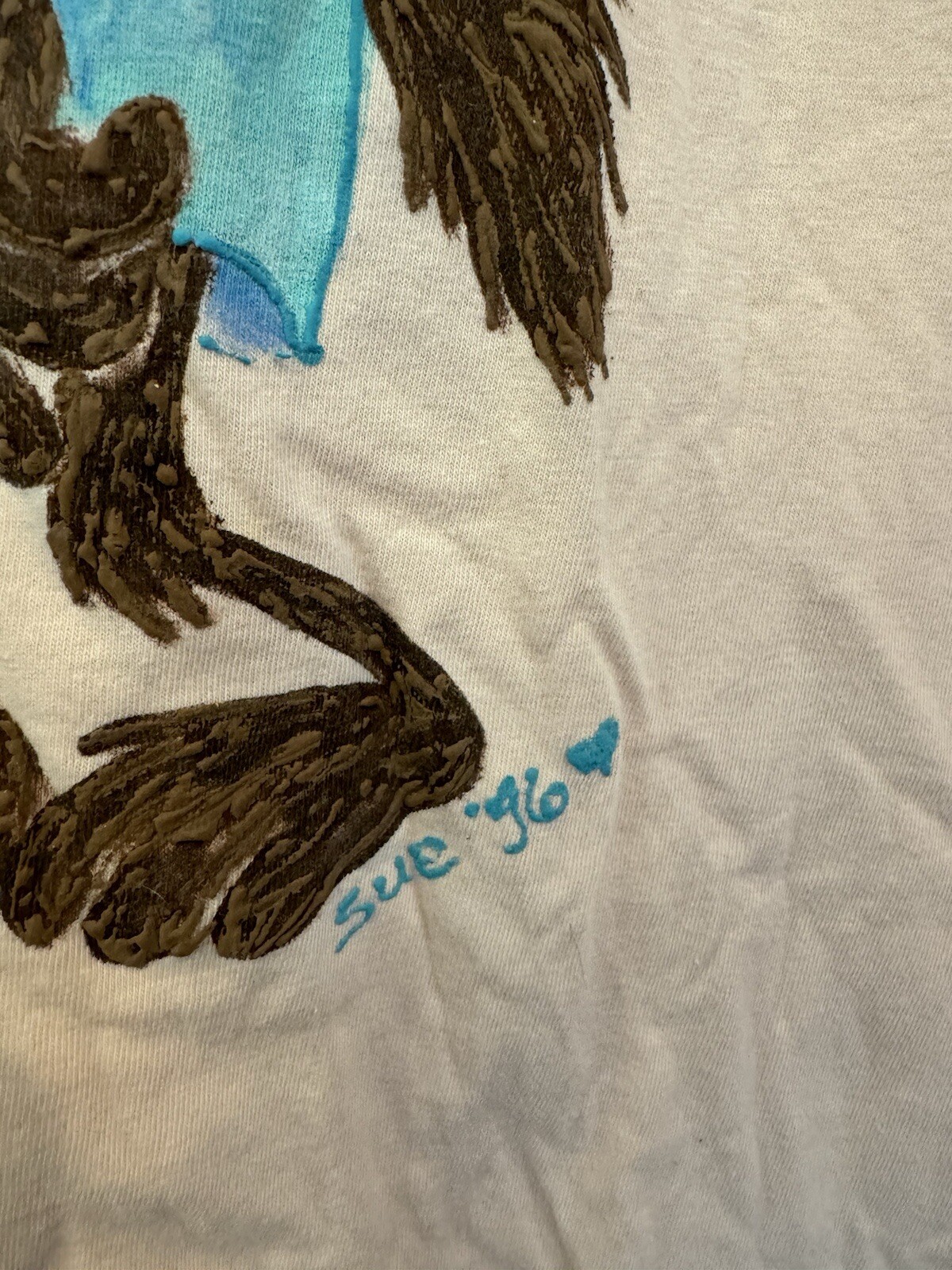Vintage 90’s Shirt Sz L Wiley Coyote Roadrunner Hand Painted 100% Cotton