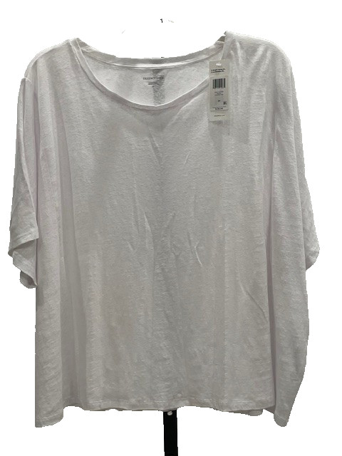 NWT! Eileen Fisher $128 3X White Organic Linen Dolman Sleeve Tee Machine Wash