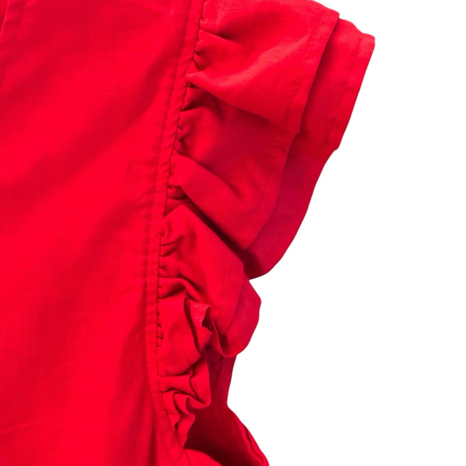 J Marie Top Large Red Embroidered Peplum Blouse Ruffle Sleeve Prairie Cottage