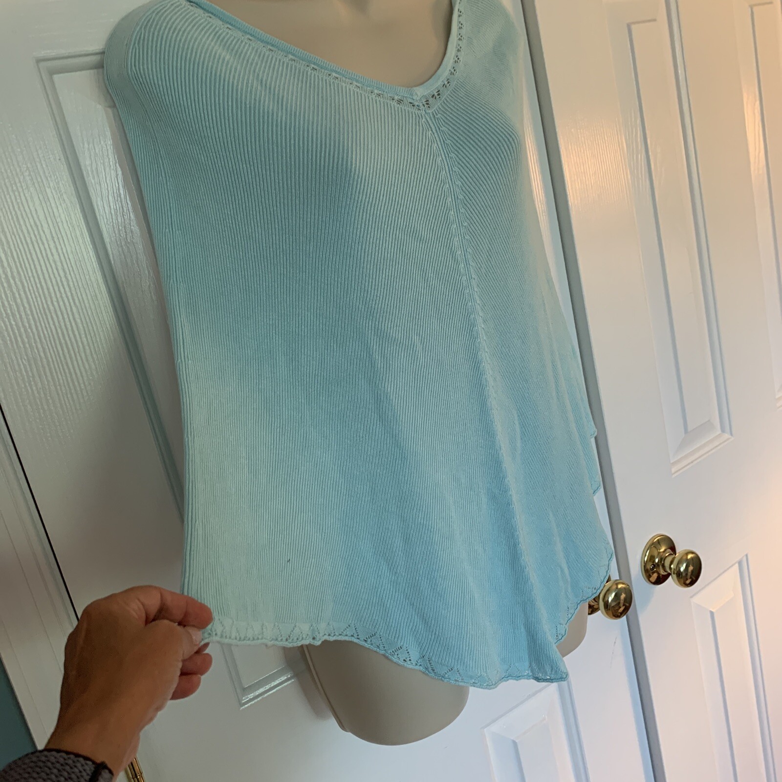 Women’s Knit Poncho Cape Shawl Wrap Shoulder Baby Blue One Size Fits All