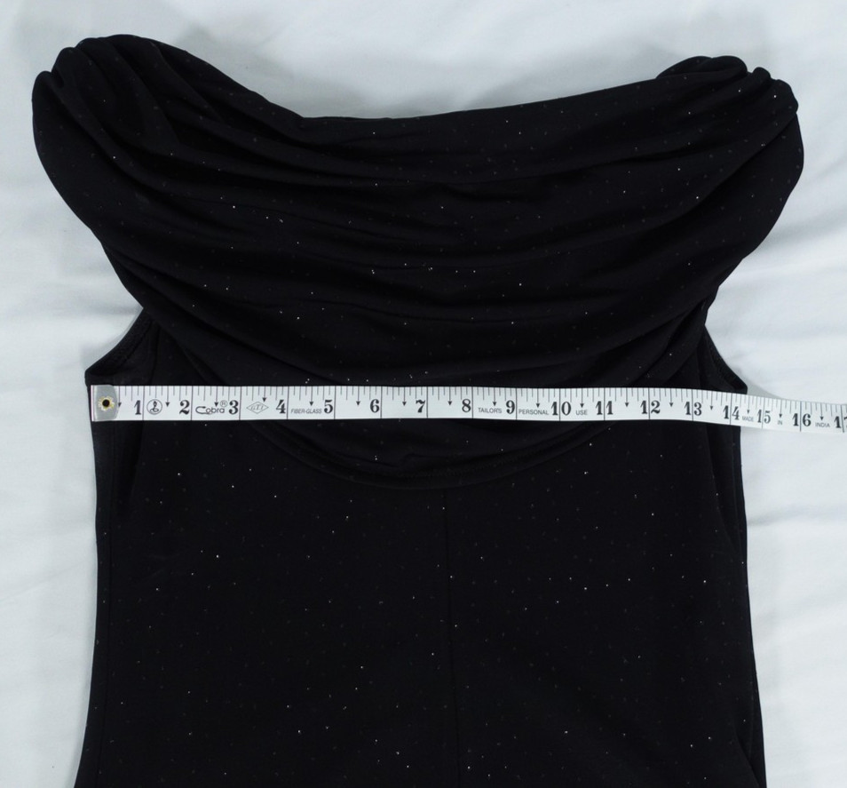 XSCAPE Top Womens Small Off Shoulder Draped Glitter Beaded Rhinestone Elegant