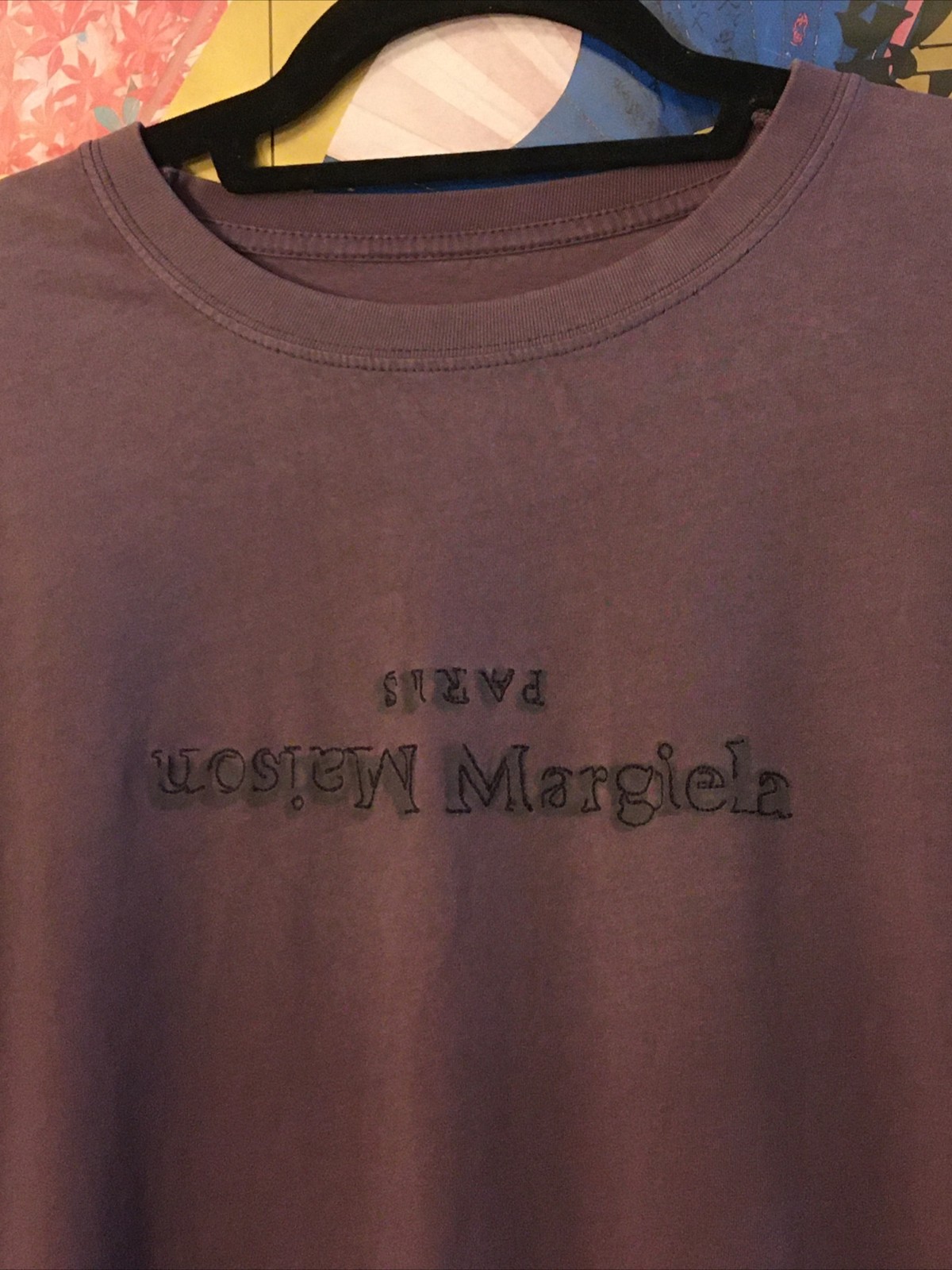 Maison Margiela Paris Reverse Embroidered Logo T Shirt *M Lilac (AS IS) *C Notes