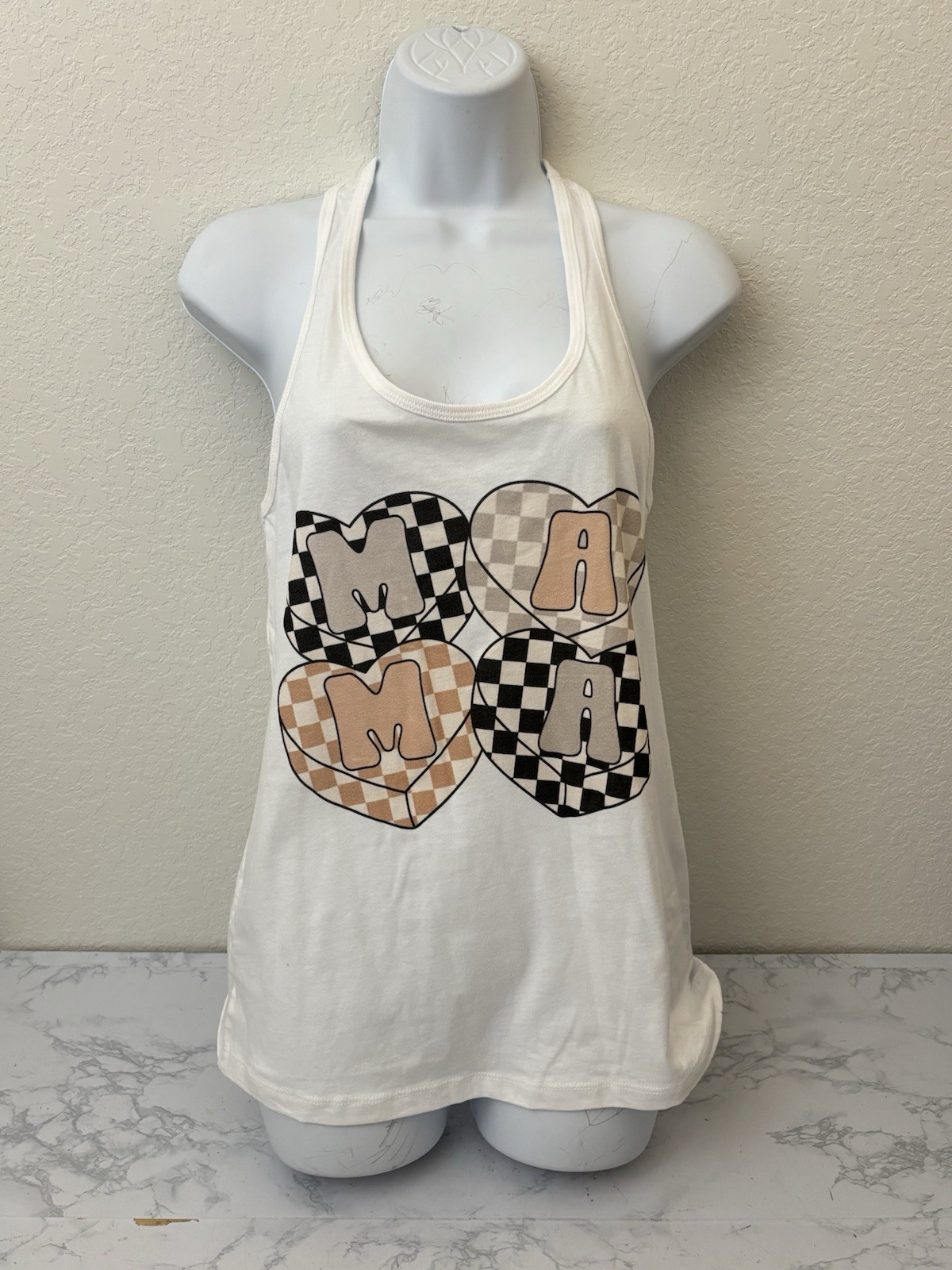 BELLA + CANVAS Women’s M TANK TOP Mama Hearts Mothers Love Racerback Shirt G