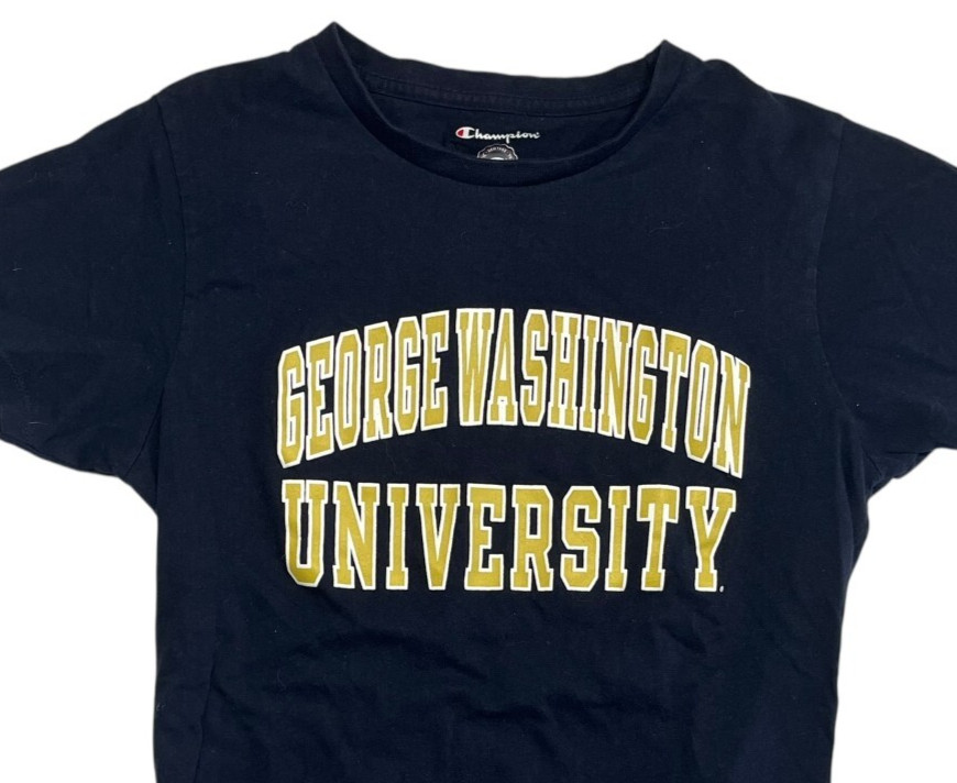 GEORGE WASHINGTON UNIVERSITY GWU Blue/Yellow COLLEGE T-SHIRT Student Fan Women M