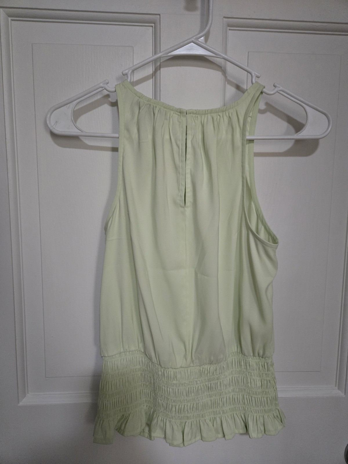 Express XXS Green Chiffon Halter Banded Bottom Top & Yellow Satin Halter Top
