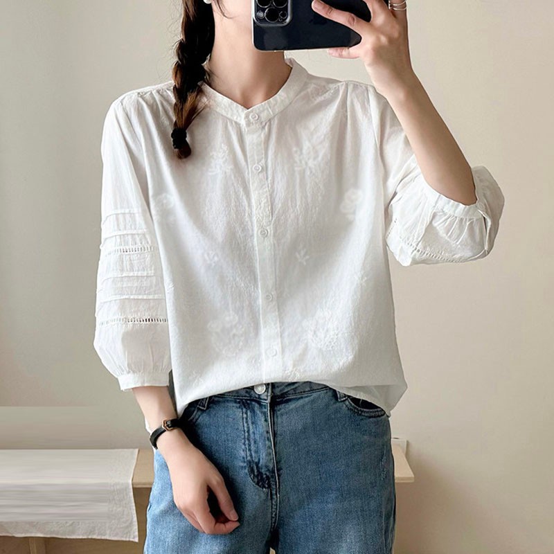 Casual Womens Loose Shirt Tops Blouse Breathable Summer Korean Retro Shirts