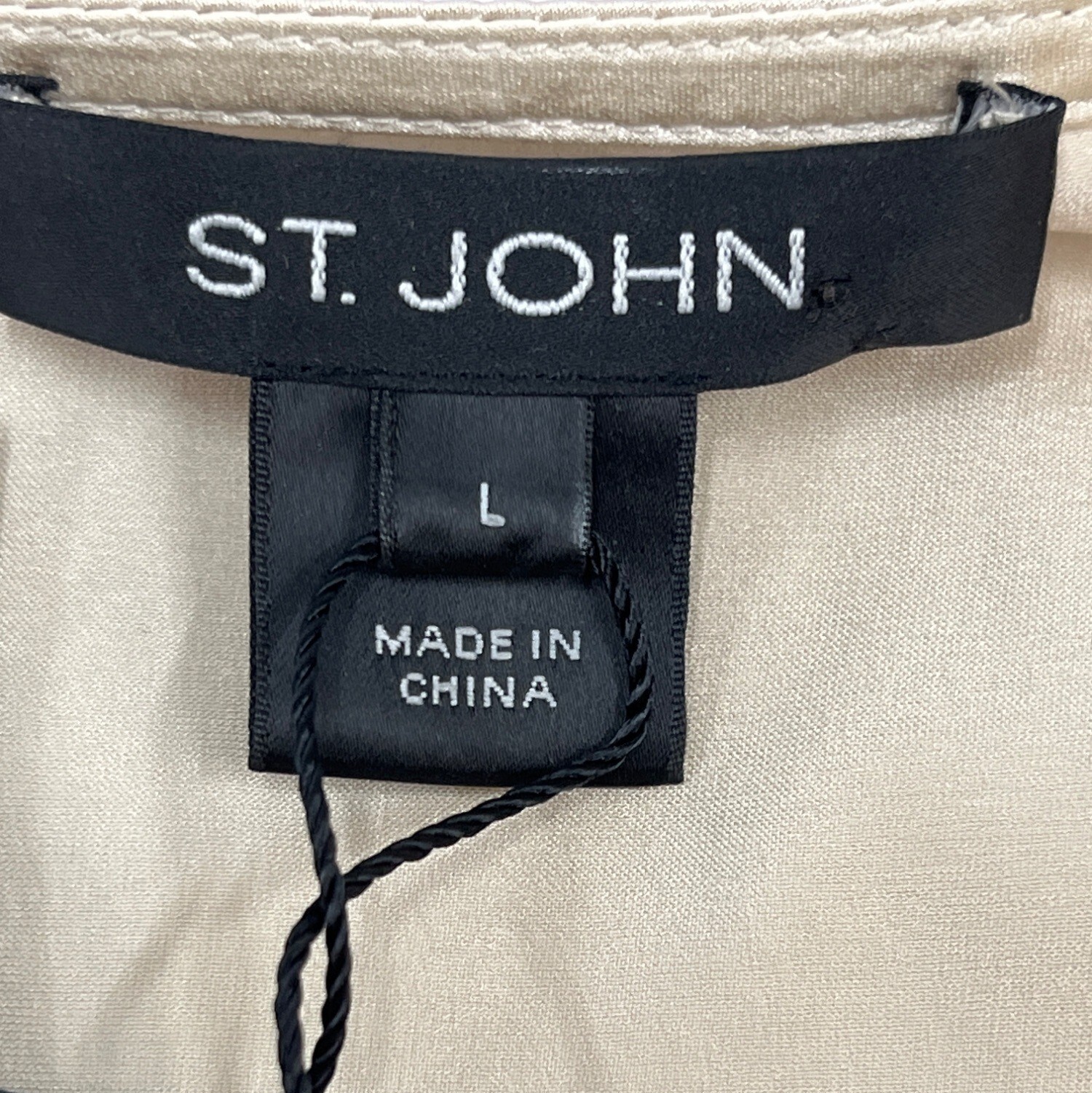 St. John Women’s Metallic Tan Silk Sleevless Blouse Sz L – NWT
