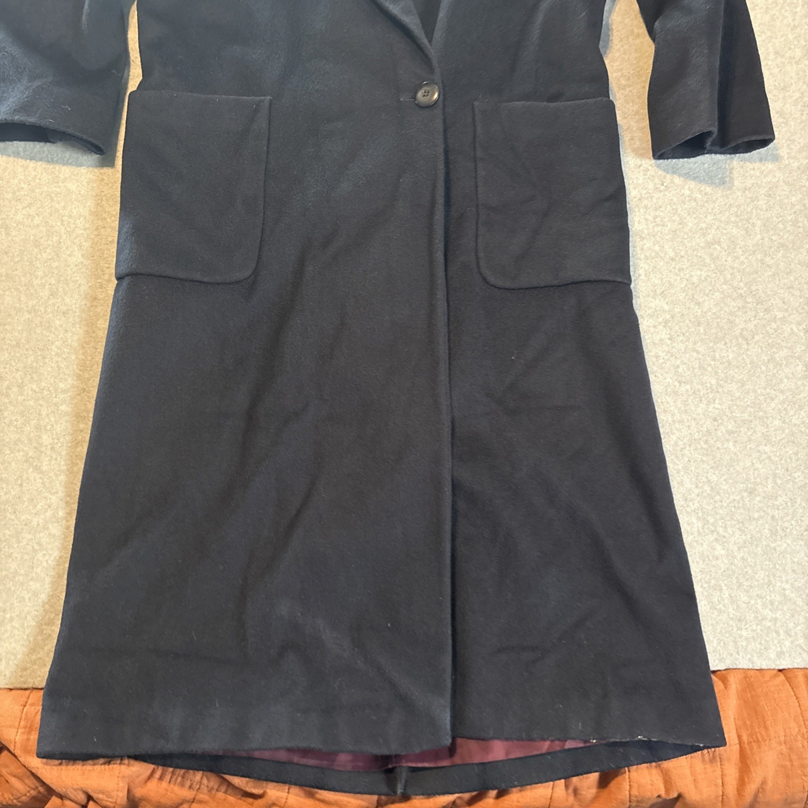 Casual Corner Blue Long Overcoat Women’s Sz 10 Good Cond. 75% Wool 25% Nylon