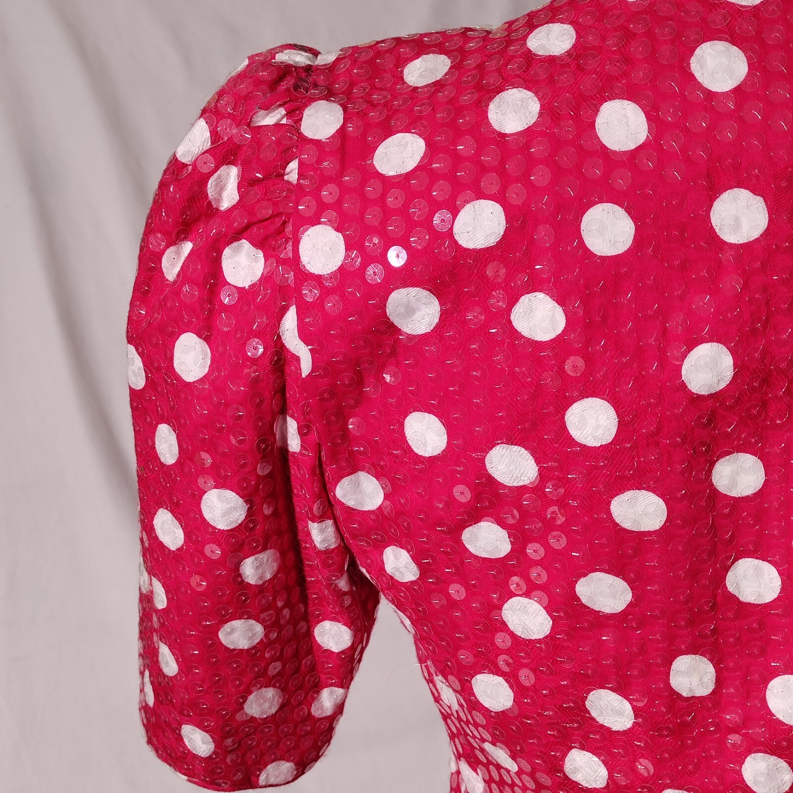 Rickie Freeman for Teri Jon Pink White Polka Dot Fun Vintage Size 4 100% Cotton