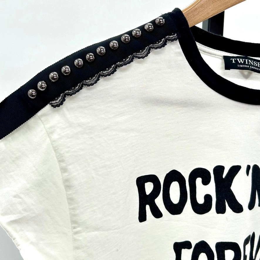 TWINSET Simona Barbieri Rock Graphic Embellished S T-Shirt MSRP $309