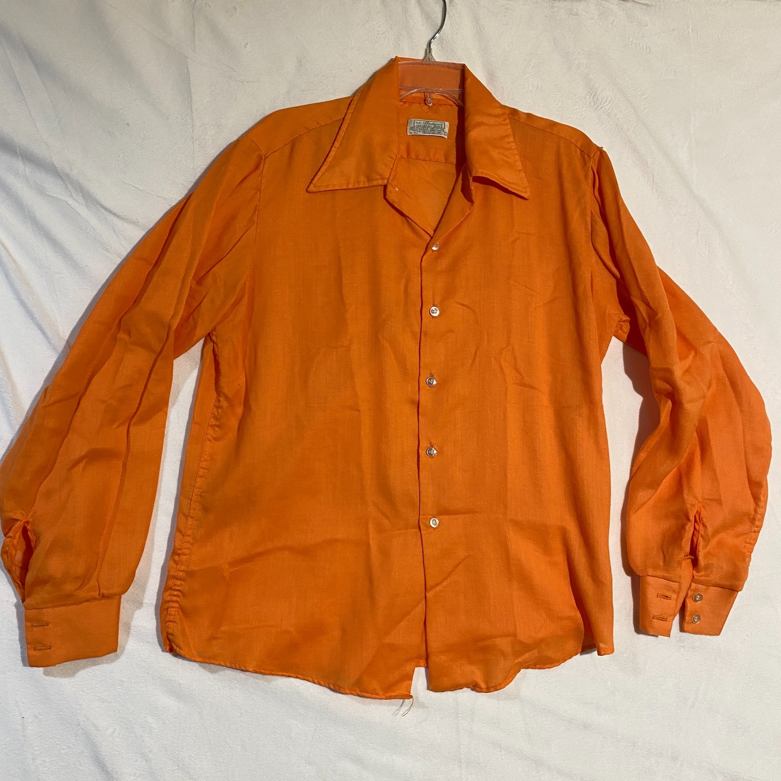Vintage Matt Andrews Permanent Press Button-Up Shirt Womens L Orange Long Sleeve