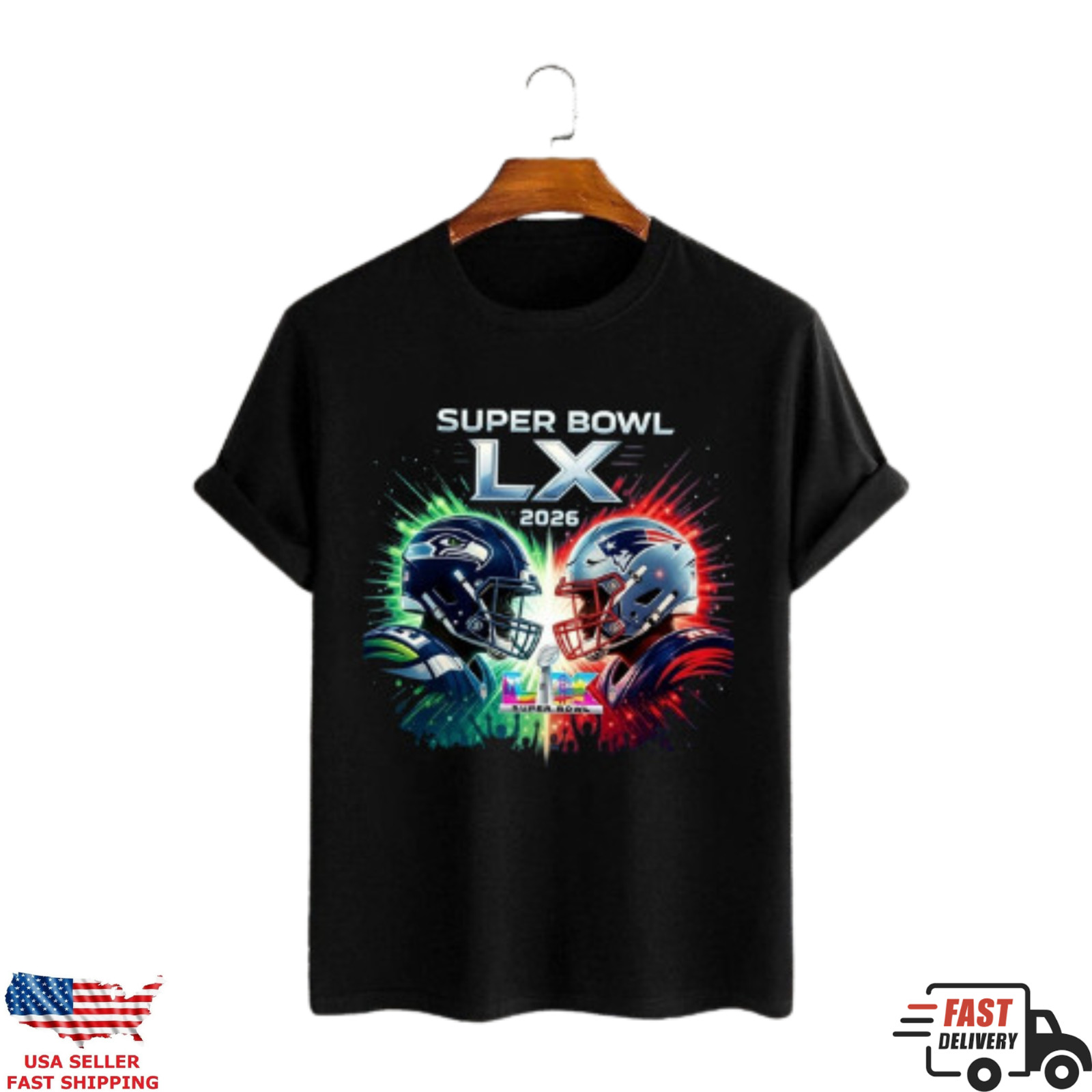 Super Bowl LX 2026 Shirt Football Championship Matchup Graphic Unisex Tee