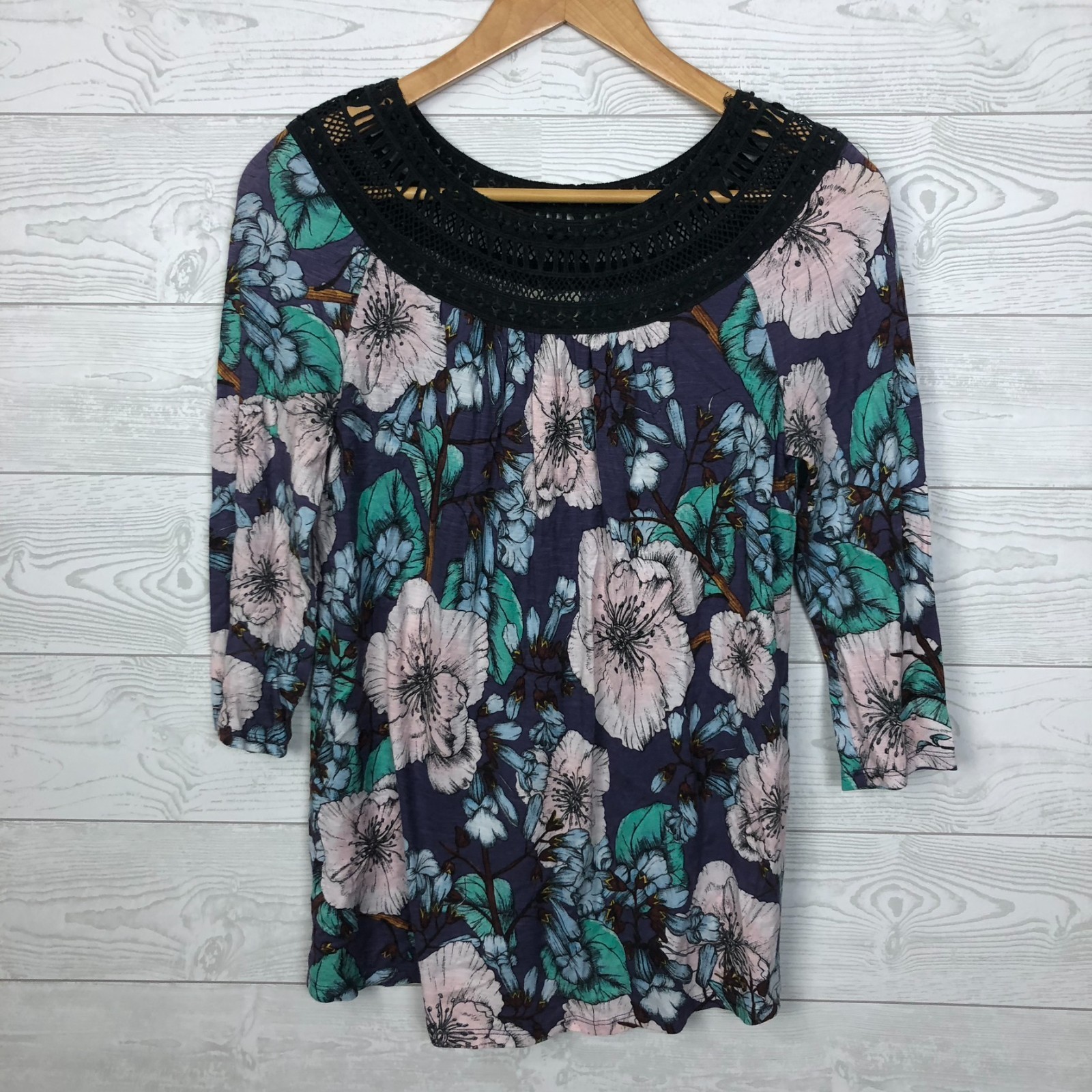 Anthropologie Meadow Rue Women’s Medium Earthly Delights Peasant Top 3/4 Sleeve