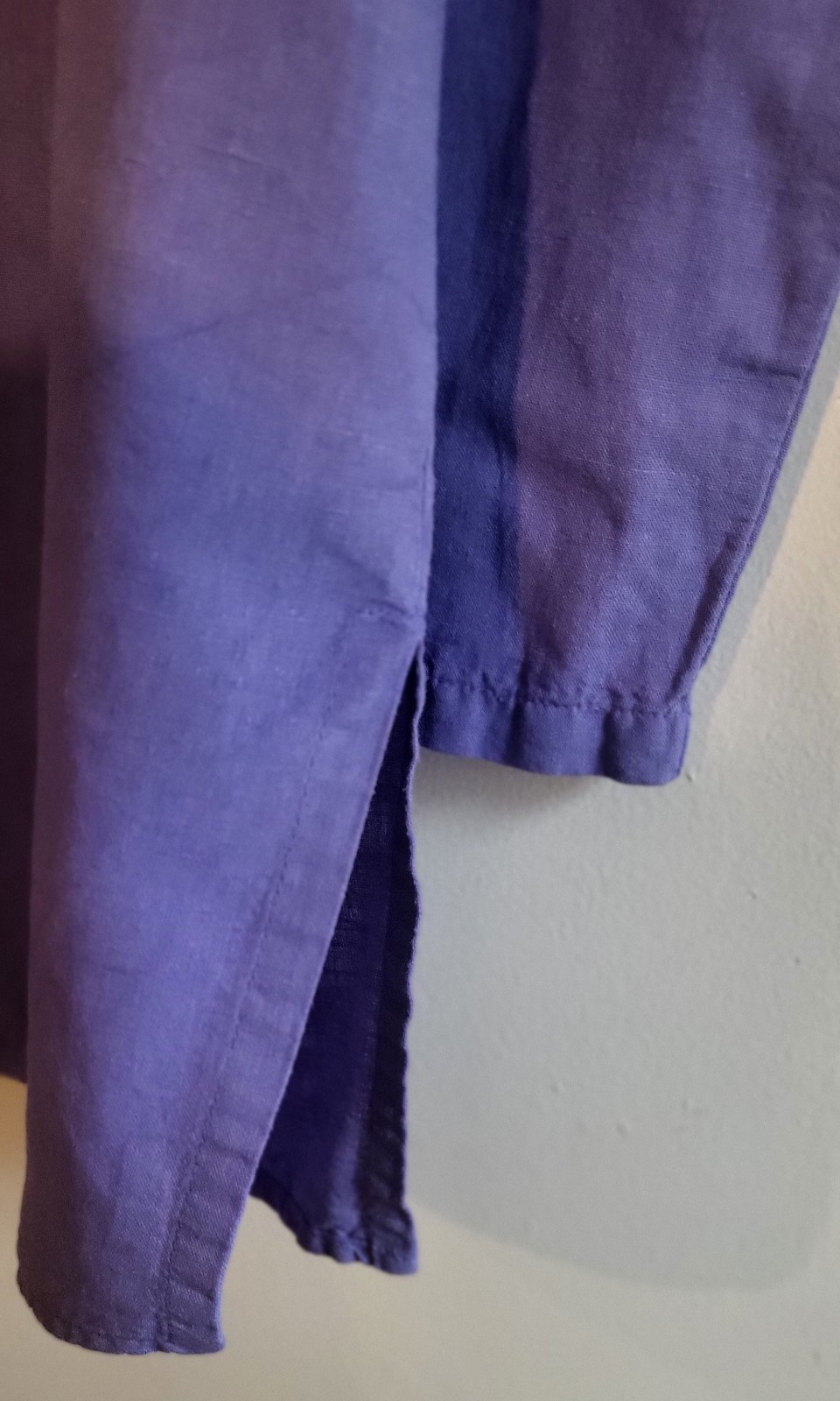 Ken Done Art & Design Linen Blend Button-Up Tunic Blouse 90s Vintage Purple