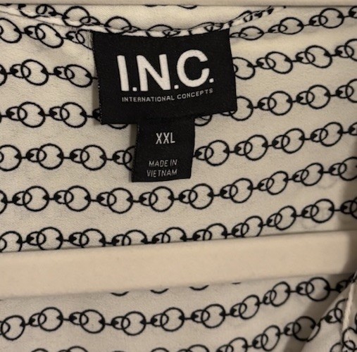 Women’s INC International Concept Size XXL Button Up Long Sleeve Ivory/Black