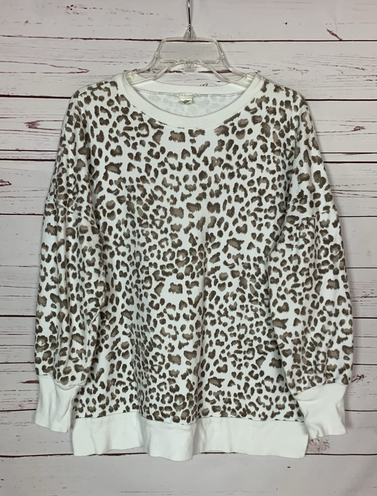 Caslon Nordstrom Women’s L Large Animal Print Cute Soft Sweatshirt Tunic Top