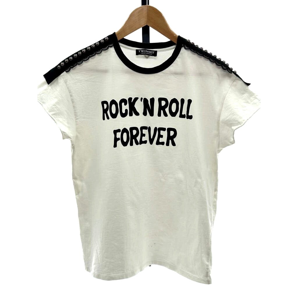 TWINSET Simona Barbieri Rock Graphic Embellished S T-Shirt MSRP $309