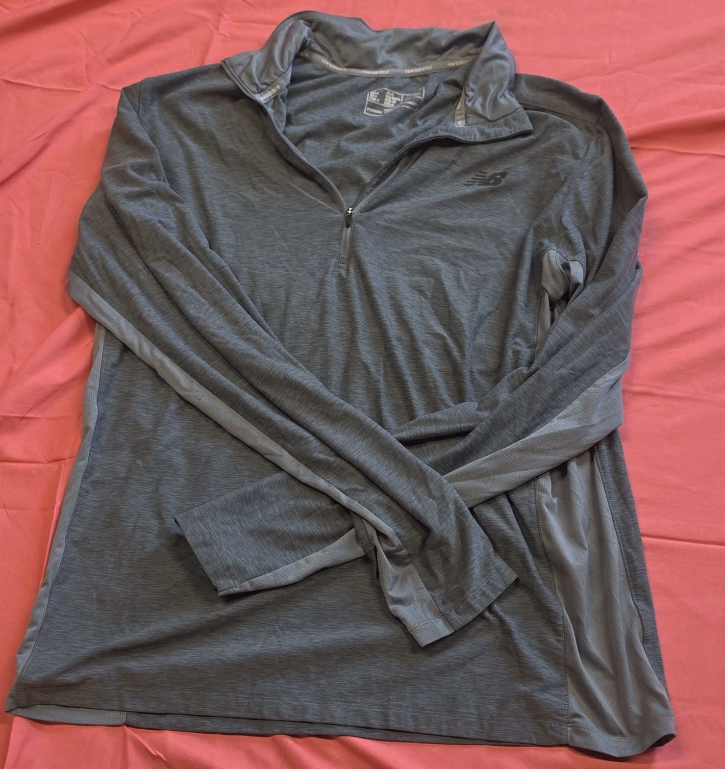 New Balance NB Dry Woman L Gray Slim Fit Polyester Mock Neck 1/4 Zip Tee