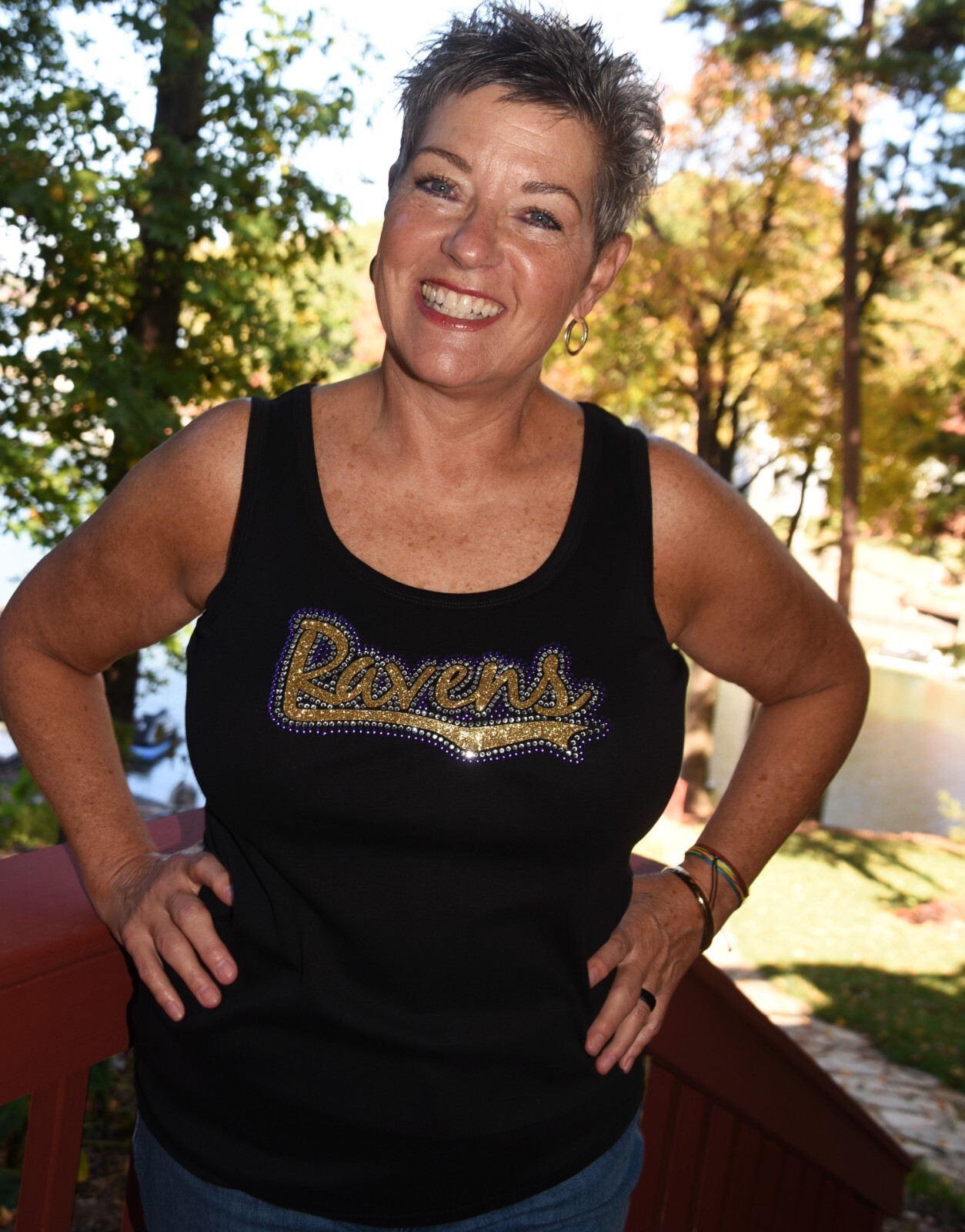 Ravens rhinestone short or long slv shirt or tank S M L XL XXL 1X 2X 3X 4X 5X