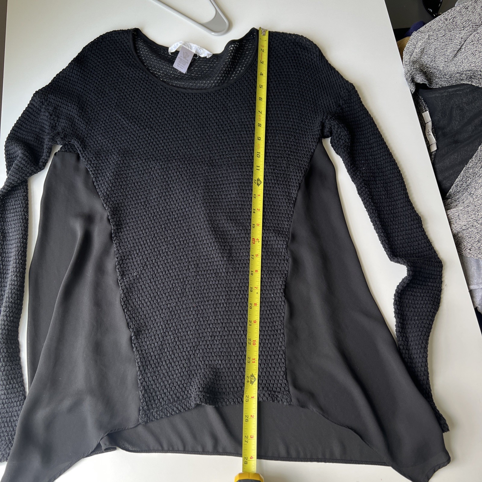 lola + sophie hybrid knit and chiffon long-sleeve top size M