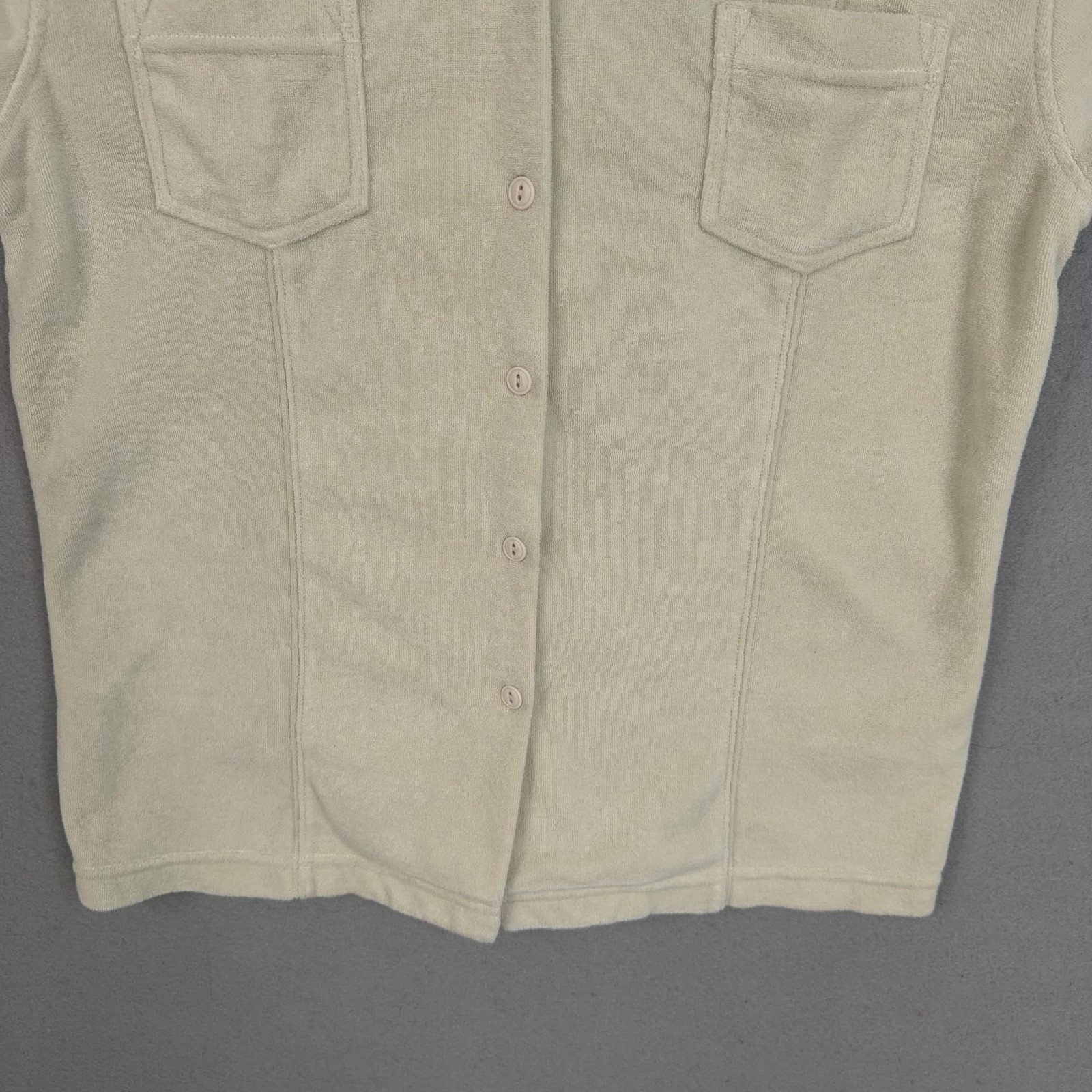 Vintage Nike ACG Shirt Womens Large 12-14 White Terry Button Up Camp Collar