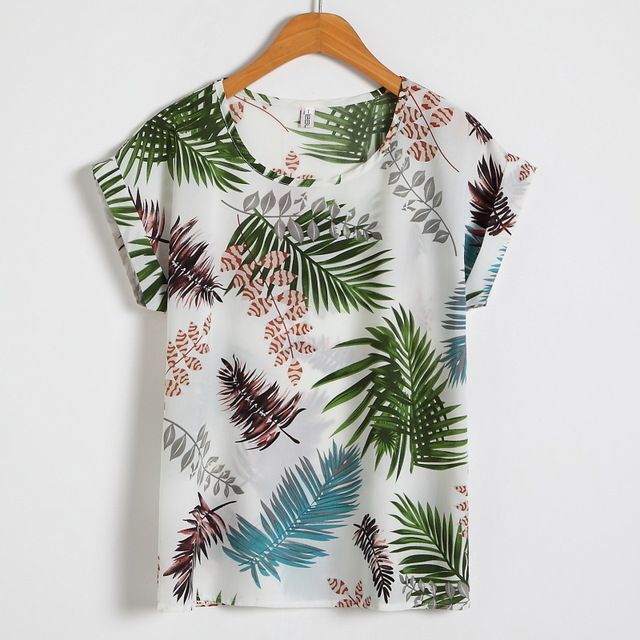 Synthetic Fiber Chiffon Blouse – Summer Short Sleeve Fashionable Stylish Shirt