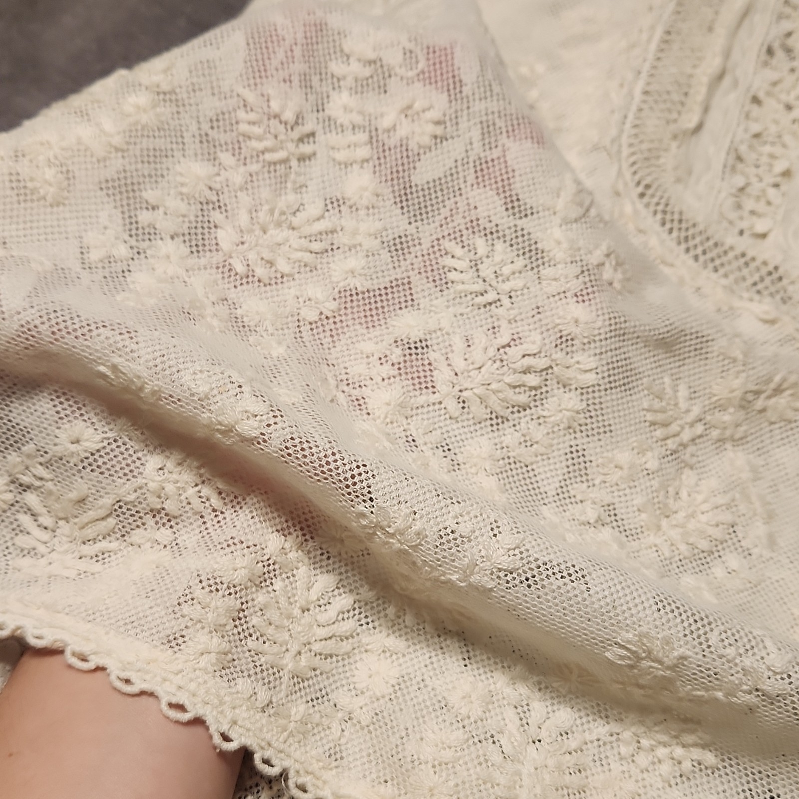 Athe Vanessa Bruno Lace Top White Cotton Blouse Sheer Boho Tank Embroidered 40