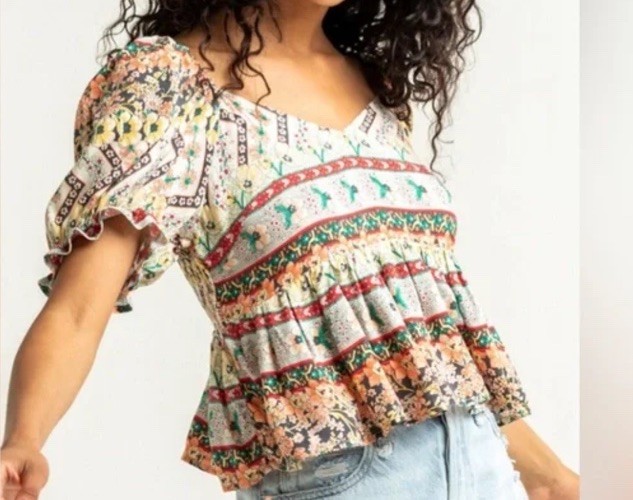 O’Neil Isabel Boho Hippie Crop Top Size S
