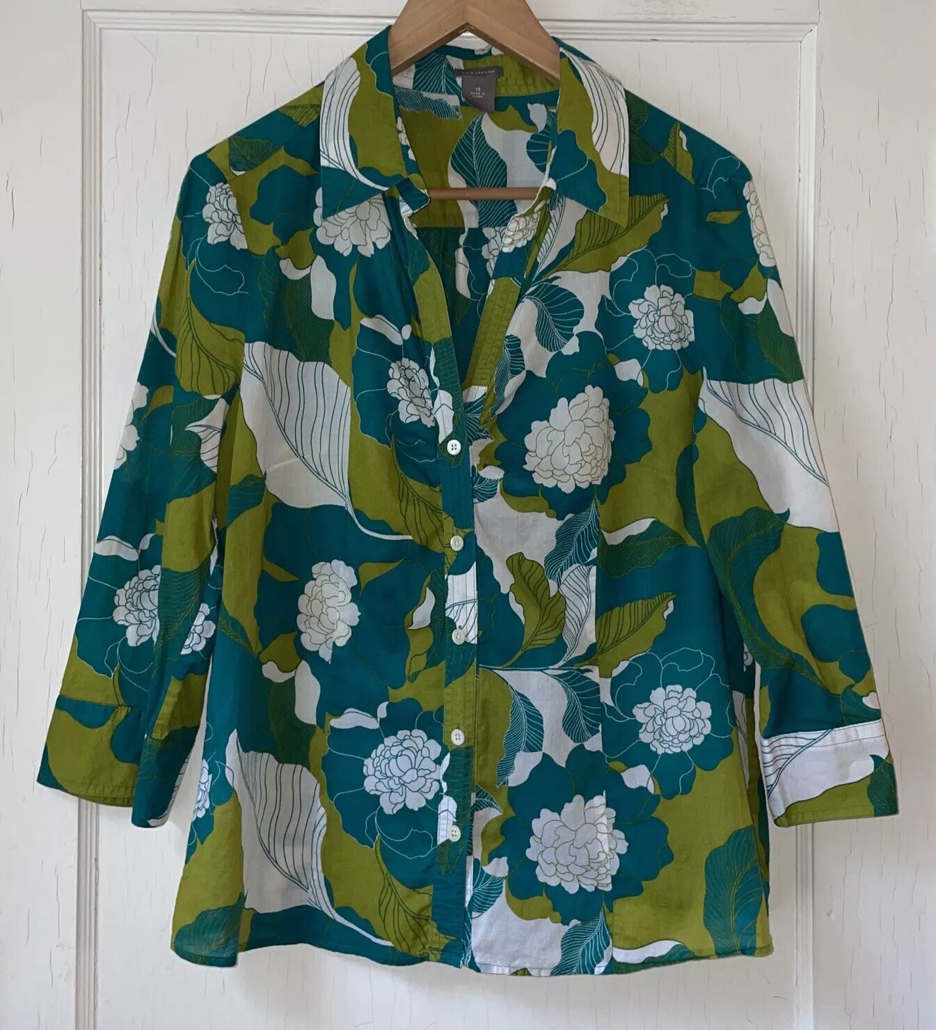 Ann Taylor Button Up Lightweight Blouse Size 14 Y2k Mod Floral
