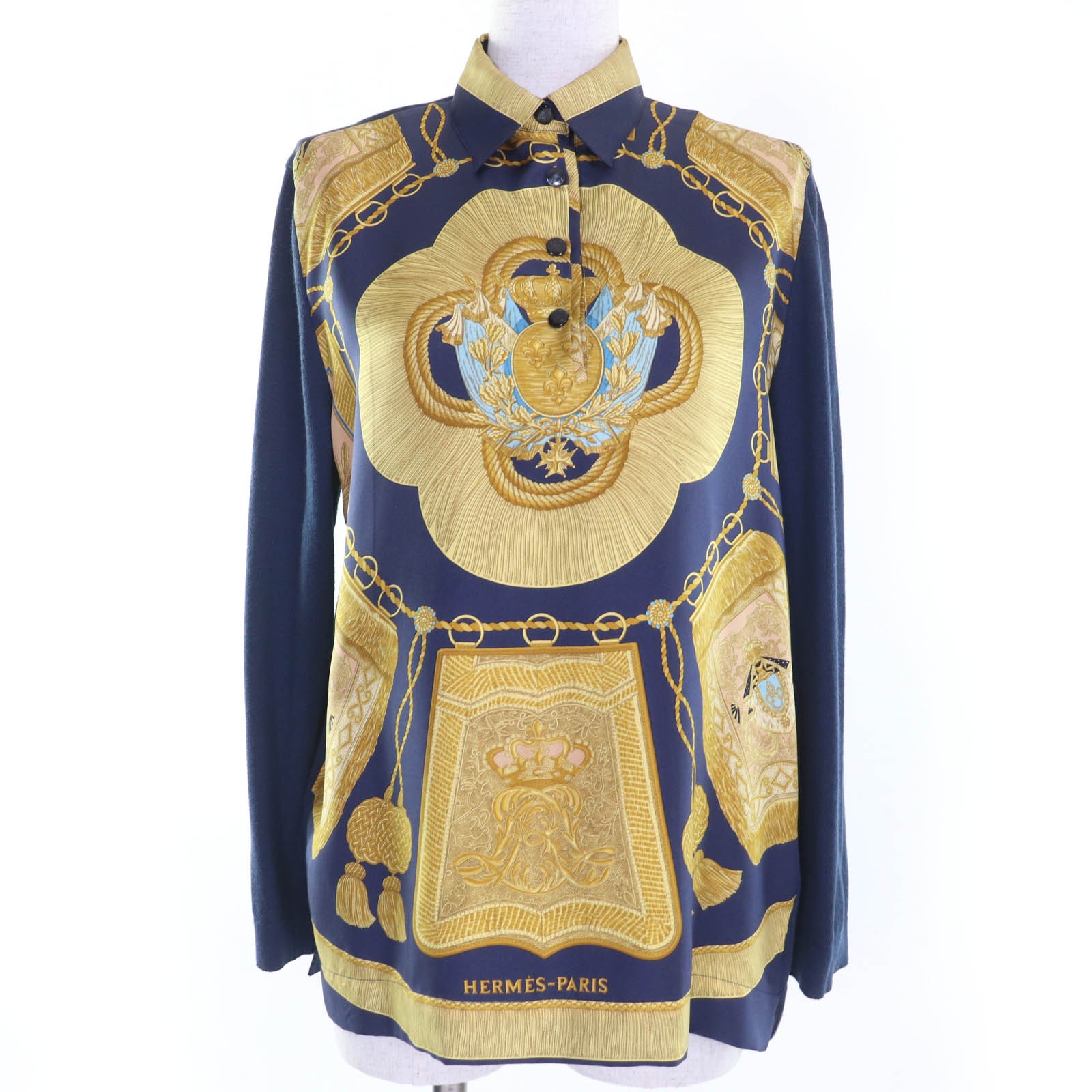HERMÈS Hermes Cashmere twill knit Long Sleeve Shirt – DUTY FREE