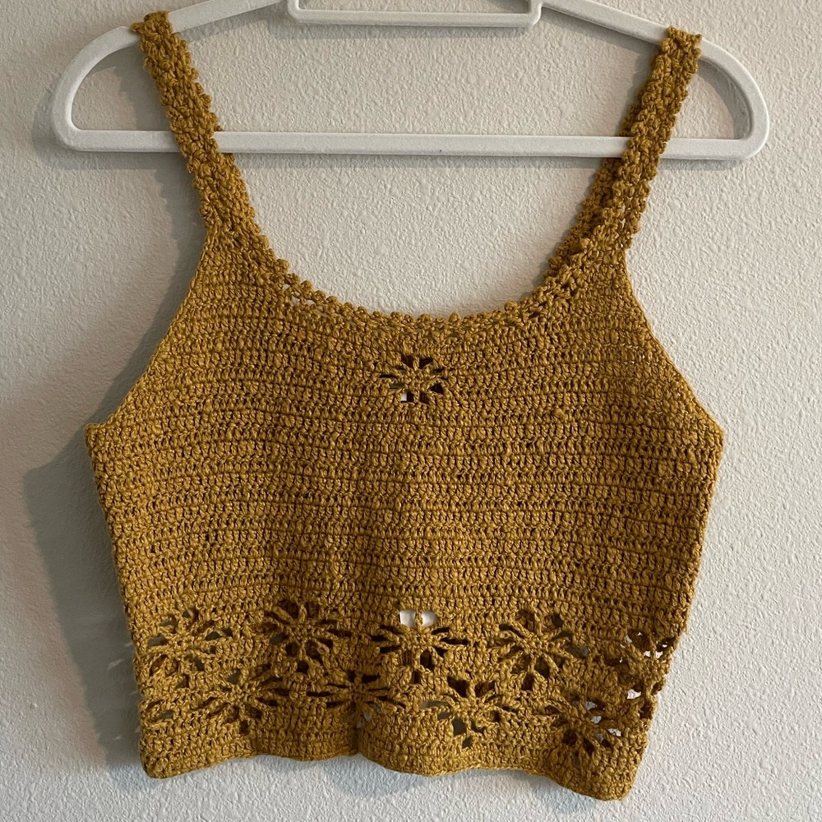 NWT American Eagle Crochet Knit Tank Top Women’s Small Marigold Y2K Cut-Out