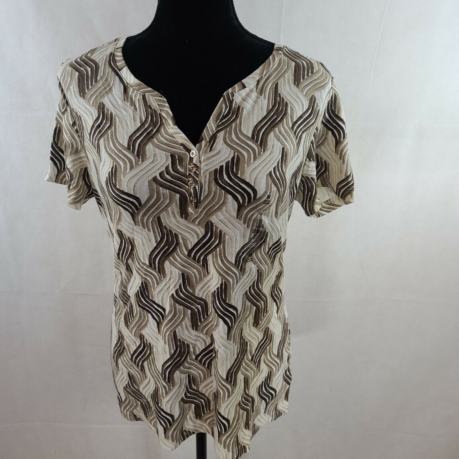 Karen Scott Womens Henley Brown Clay Top Shirts W174